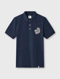 Pretty Green Bay Paisley Embroidered Polo Navy New