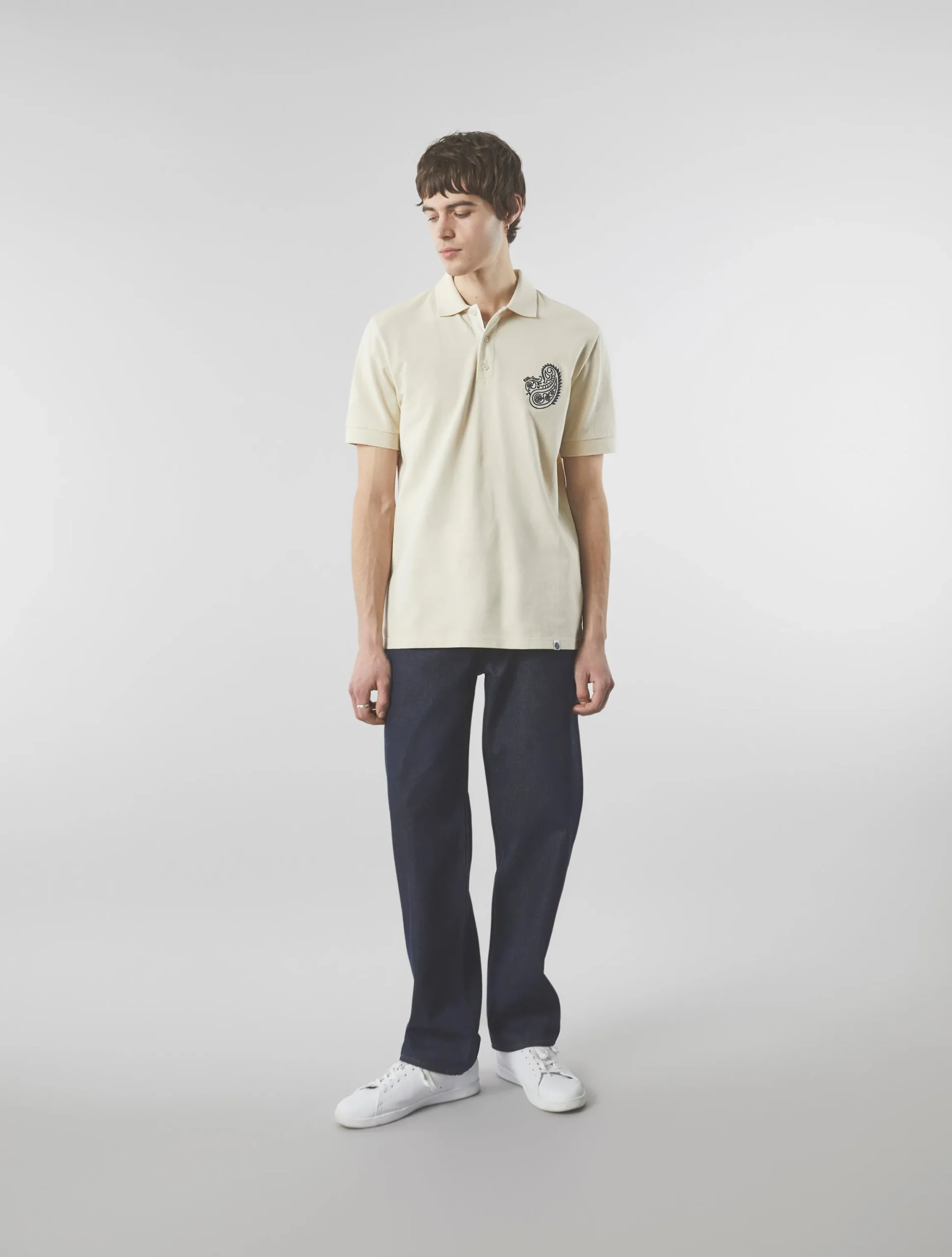 Pretty Green Bay Paisley Embroidered Polo Stone Cheap