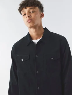 Pretty Green Benett Corduroy Shirt Black Hot