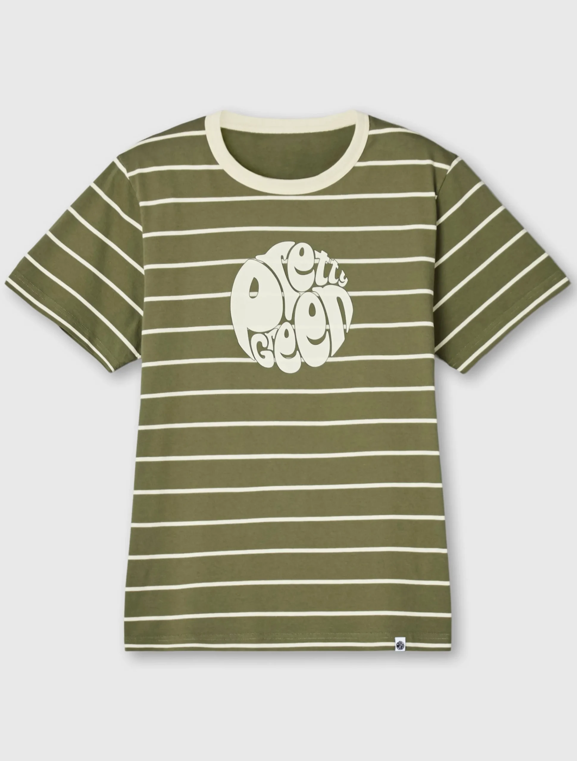 Pretty Green Capella Stripe Logo T-shirt Khaki Store