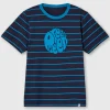 Pretty Green Capella Stripe Logo T-shirt Navy Discount