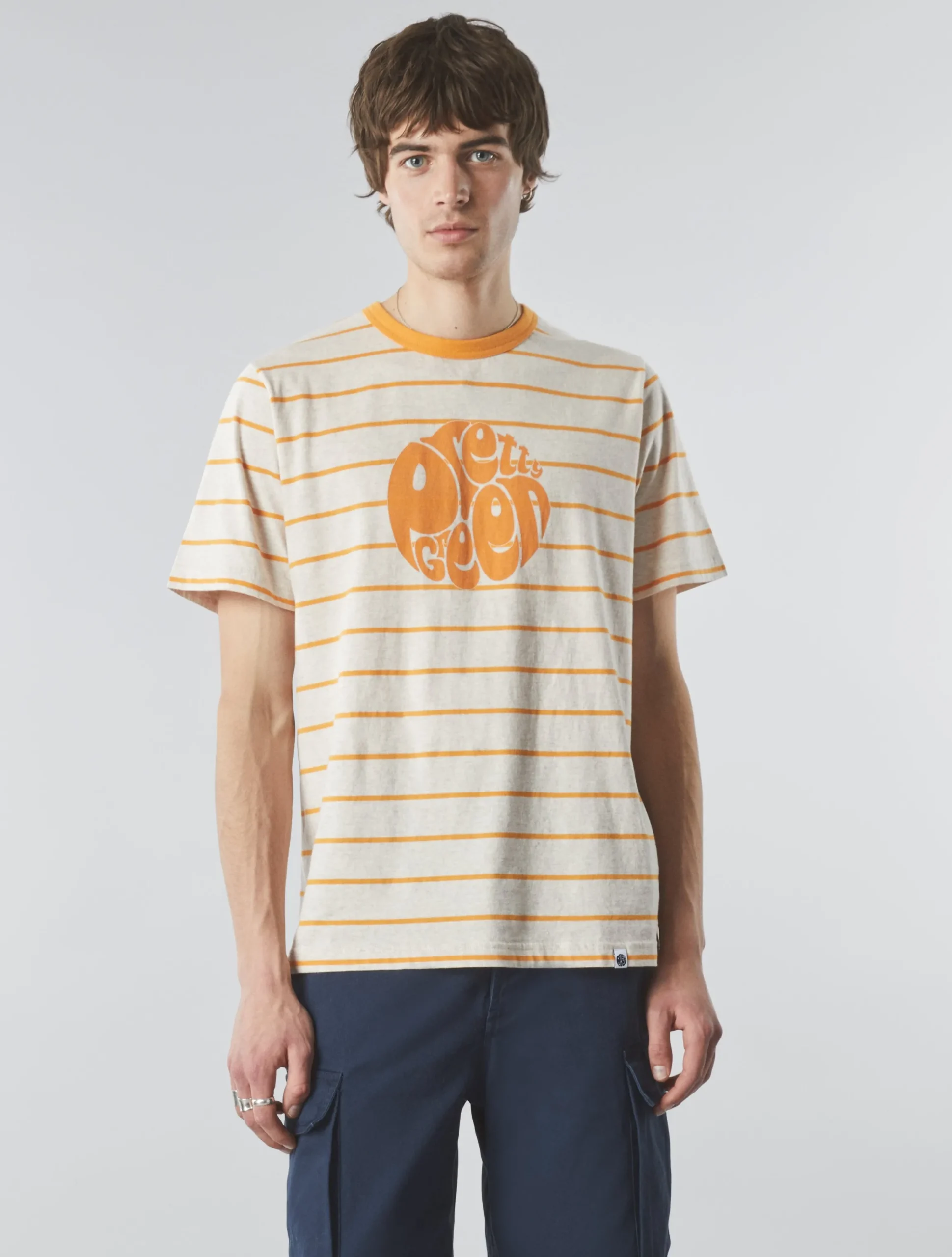 Pretty Green Capella Stripe Logo T-shirt Flash Sale