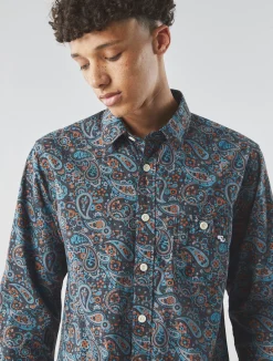 Pretty Green Dark Grey Wonderwall Paisley Shirt Sale