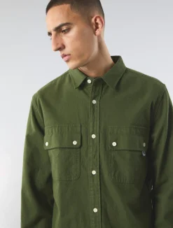 Pretty Green Heathen Texture Shirt Khaki Best Sale