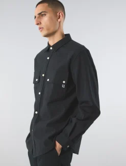 Pretty Green Heathen Texture Shirt Black Best Sale