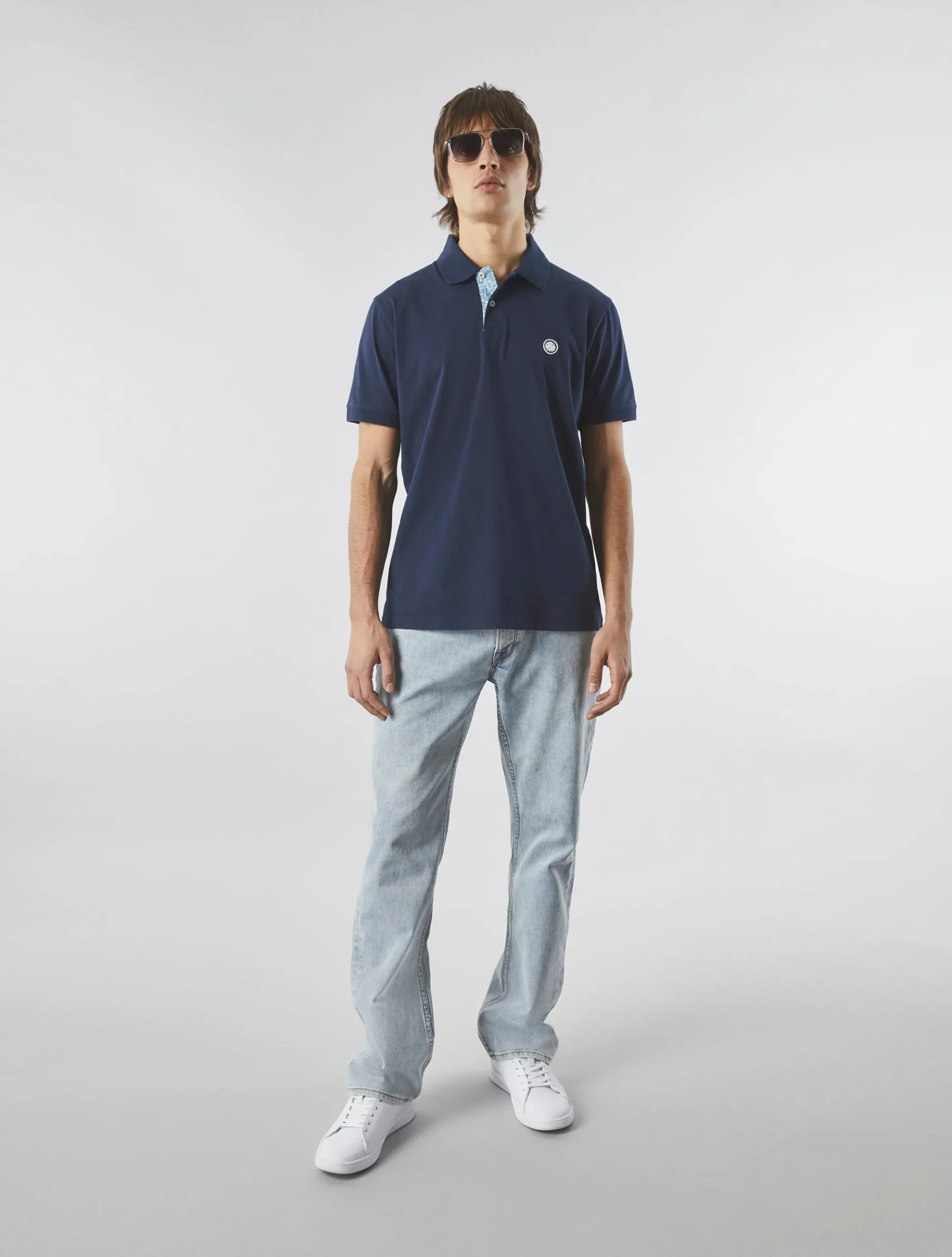Pretty Green Jersey Polo Navy Cheap