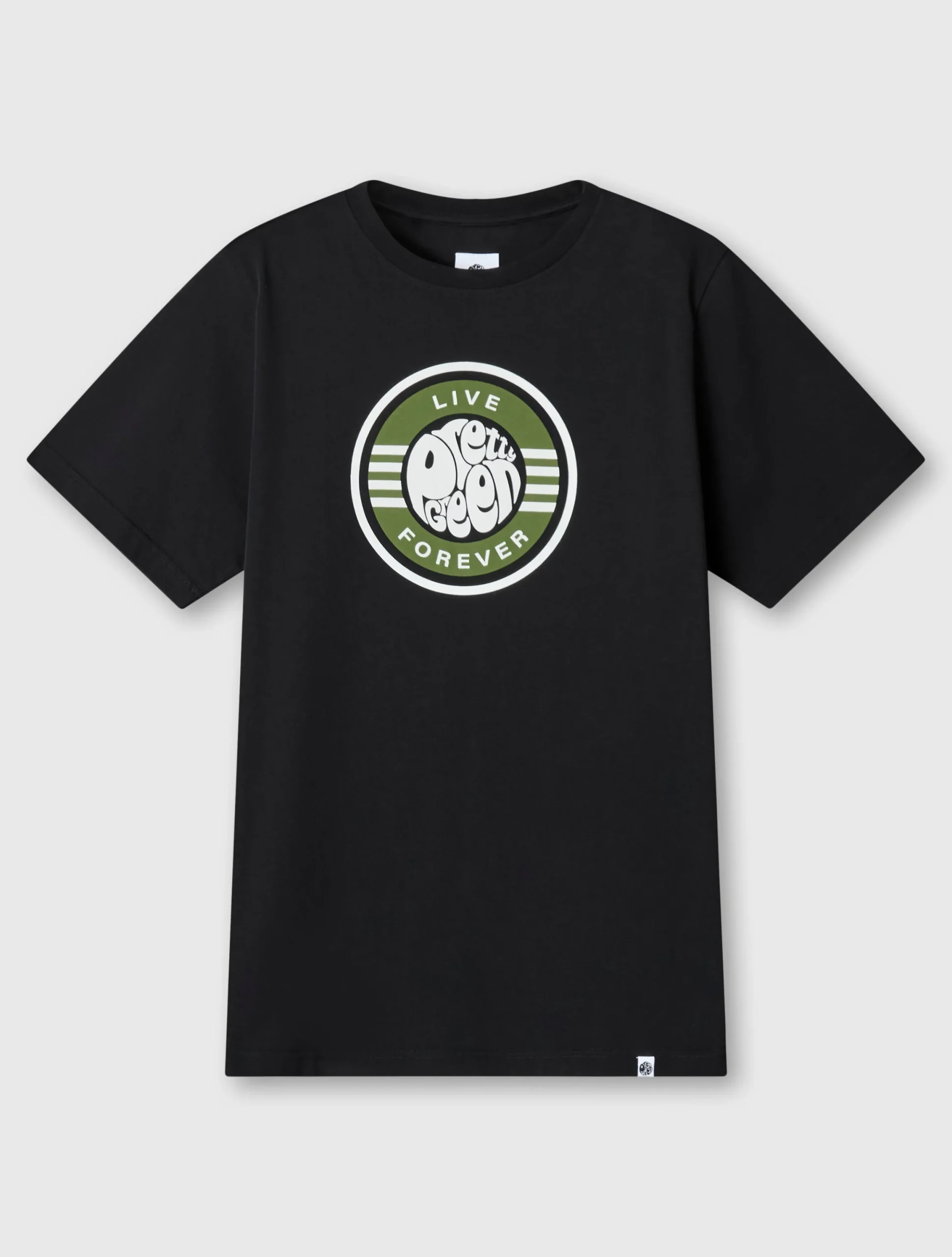 Pretty Green Live Forever Logo Tshirt Black Clearance