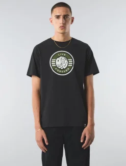 Pretty Green Live Forever Logo Tshirt Black Clearance