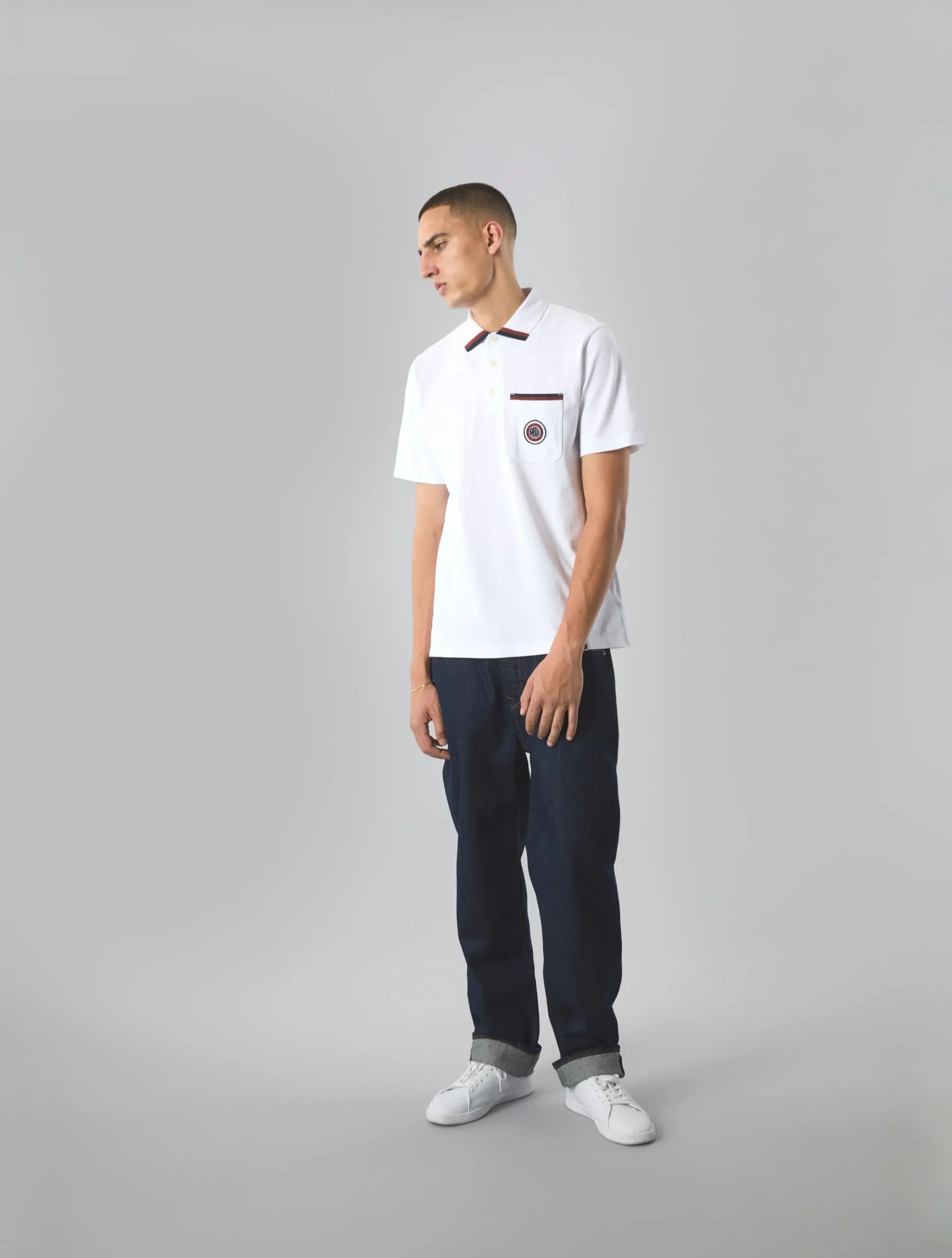 Pretty Green Live Forever Pocket Polo White Store