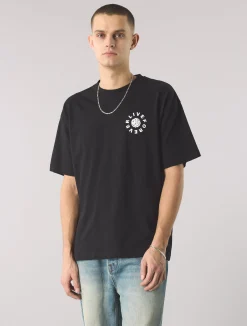 Pretty Green Live Forever Text Logo T-Shirt Black Store