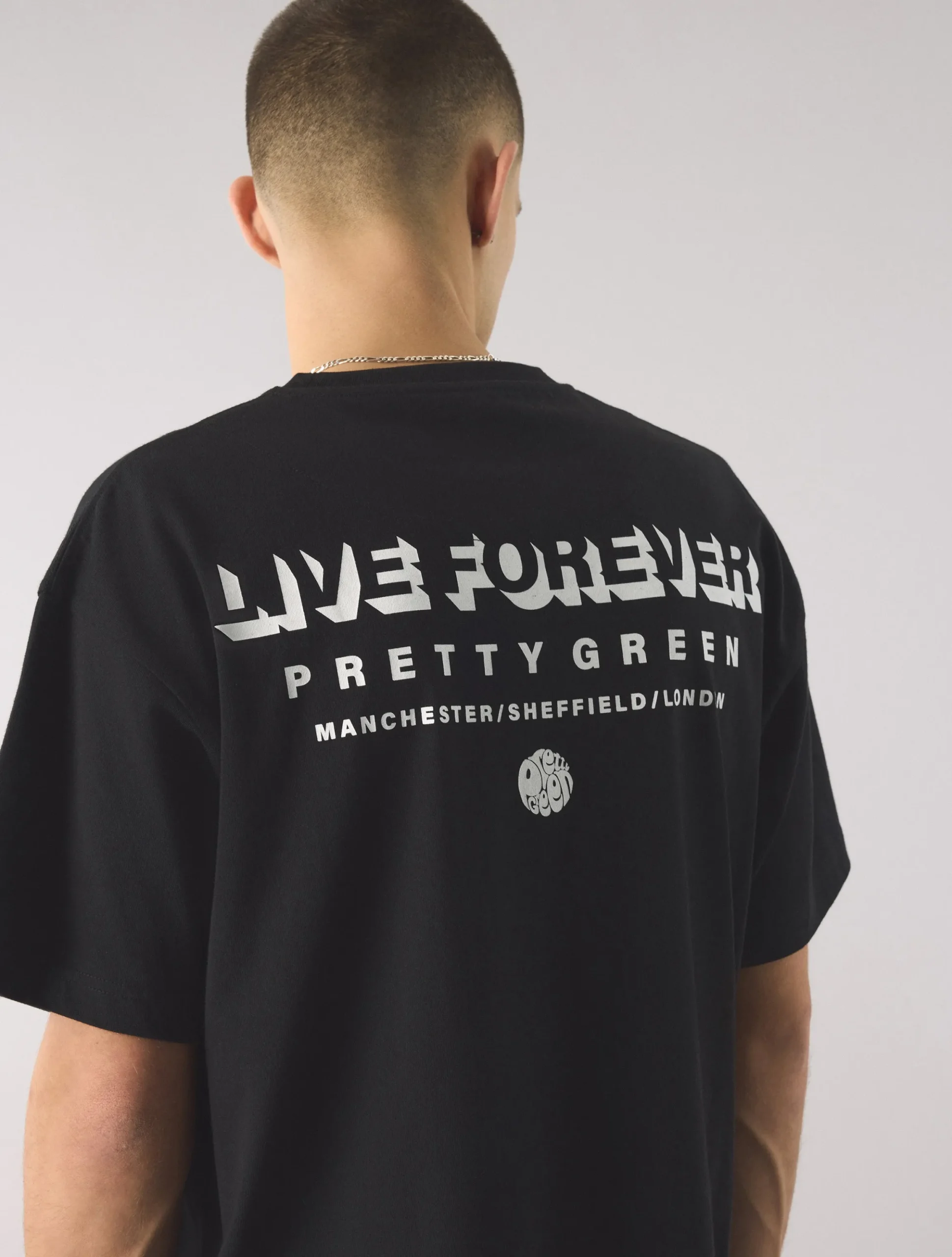 Pretty Green Live Forever Text T-Shirt Black Store