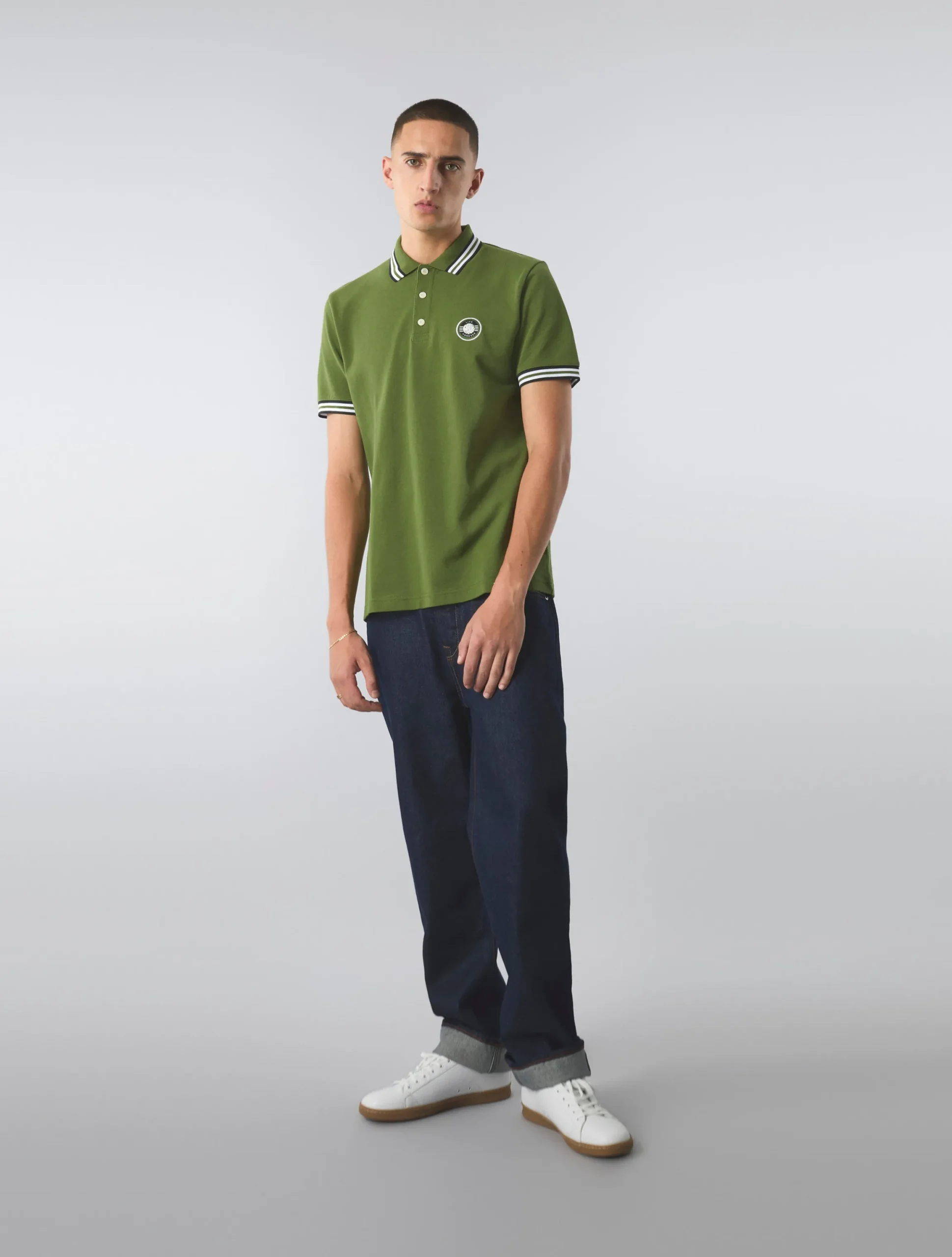 Pretty Green Live Forever Tipped Polo Green Store