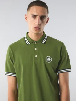 Pretty Green Live Forever Tipped Polo Green Store