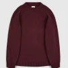 Pretty Green Mason Crew Knit Burgundy Outlet