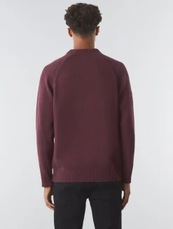 Pretty Green Mason Crew Knit Burgundy Outlet