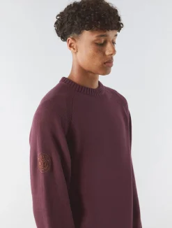 Pretty Green Mason Crew Knit Burgundy Outlet
