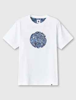 Pretty Green Mens Paisley Applique Logo T-shirt Fashion