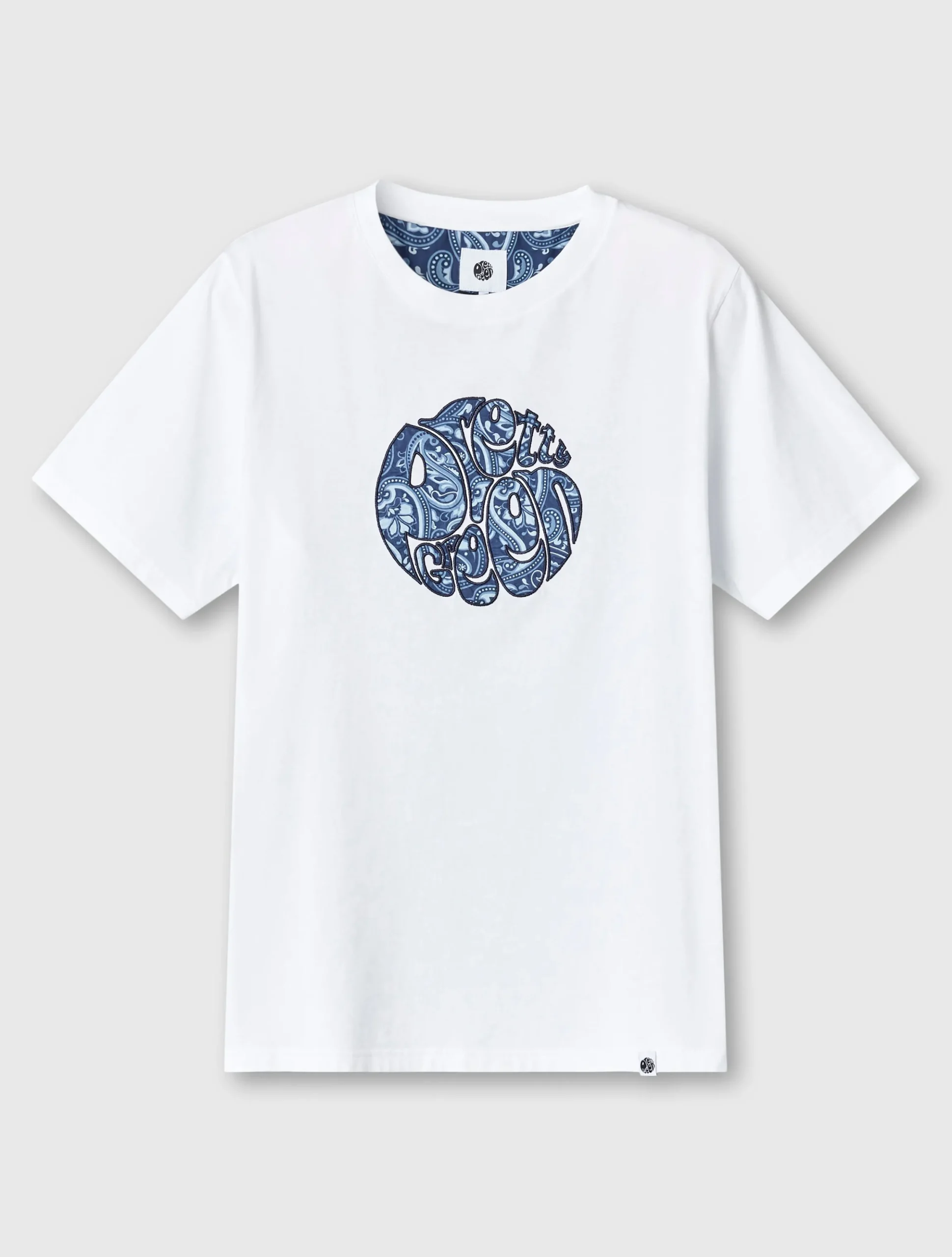 Pretty Green Mens Paisley Applique Logo T-shirt Fashion