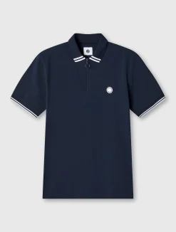 Pretty Green Mountfield Zip Polo Navy Hot