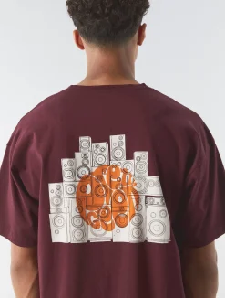 Pretty Green Speaker Oversized T-shirt Burgundy Shop