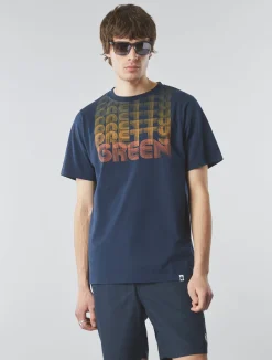 Pretty Green Text Fade T-shirt Navy New
