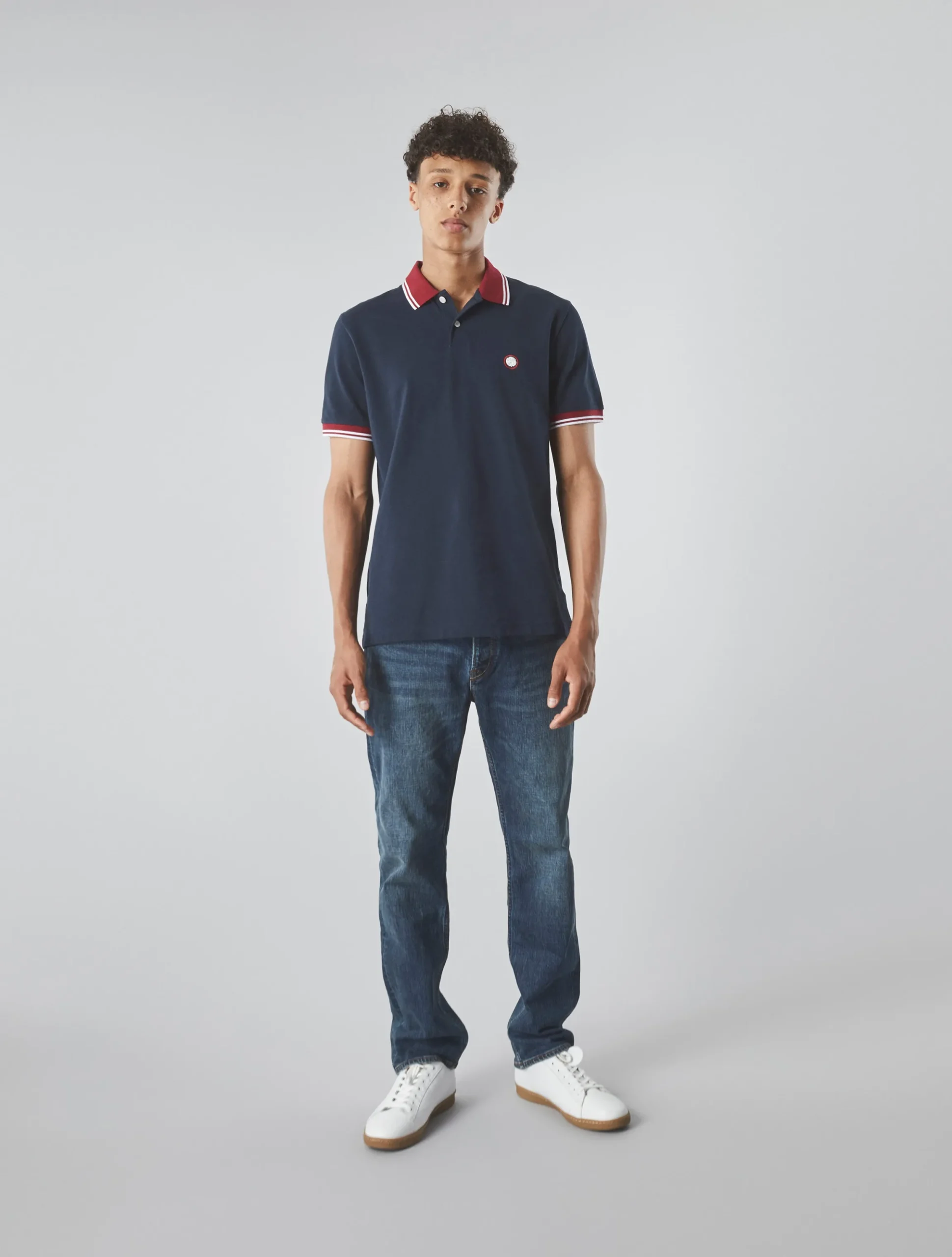 Pretty Green Tilby Contrast Collar Polo Navy Clearance