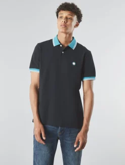 Pretty Green Tilby Contrast Collar Polo Black Flash Sale