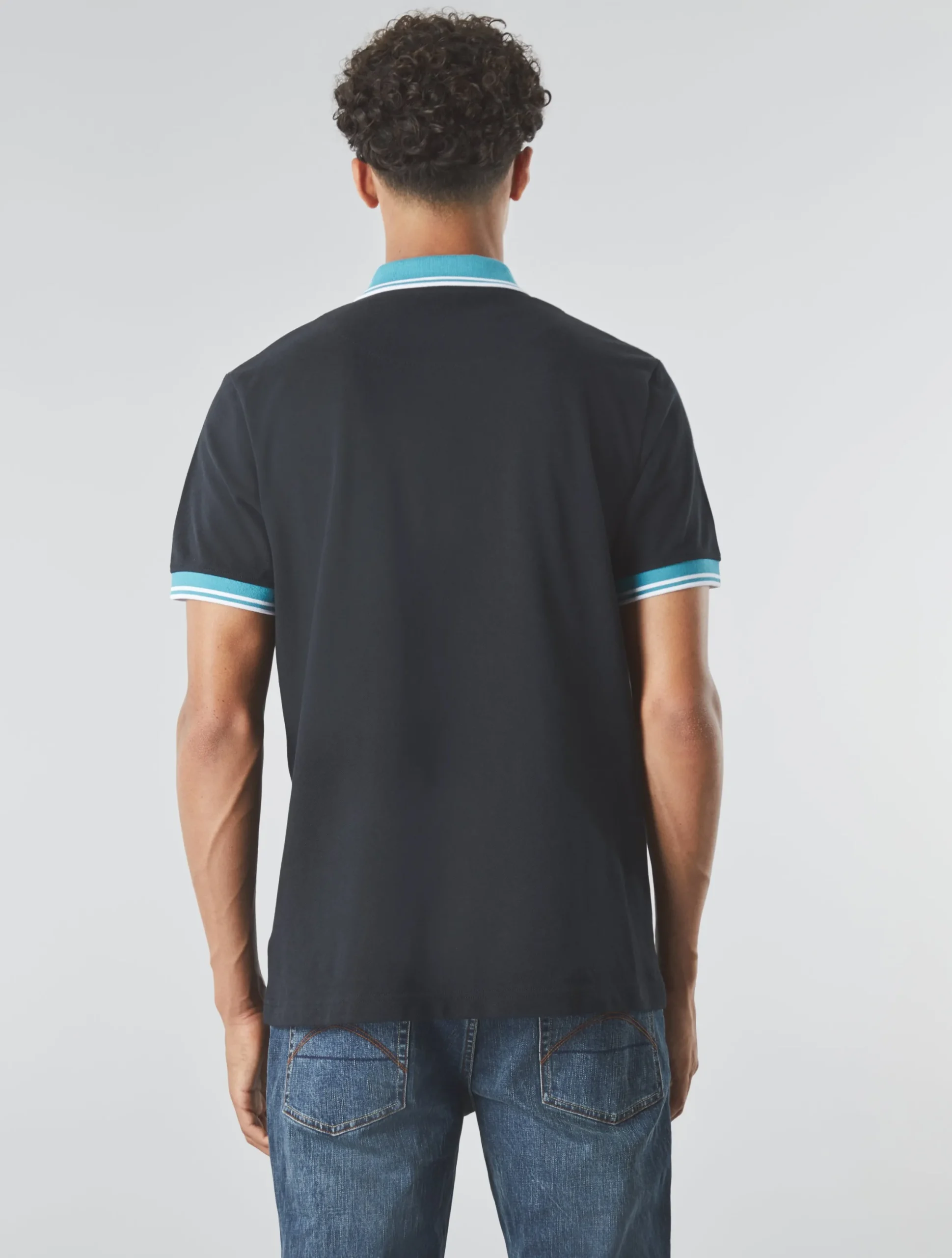 Pretty Green Tilby Contrast Collar Polo Black Flash Sale