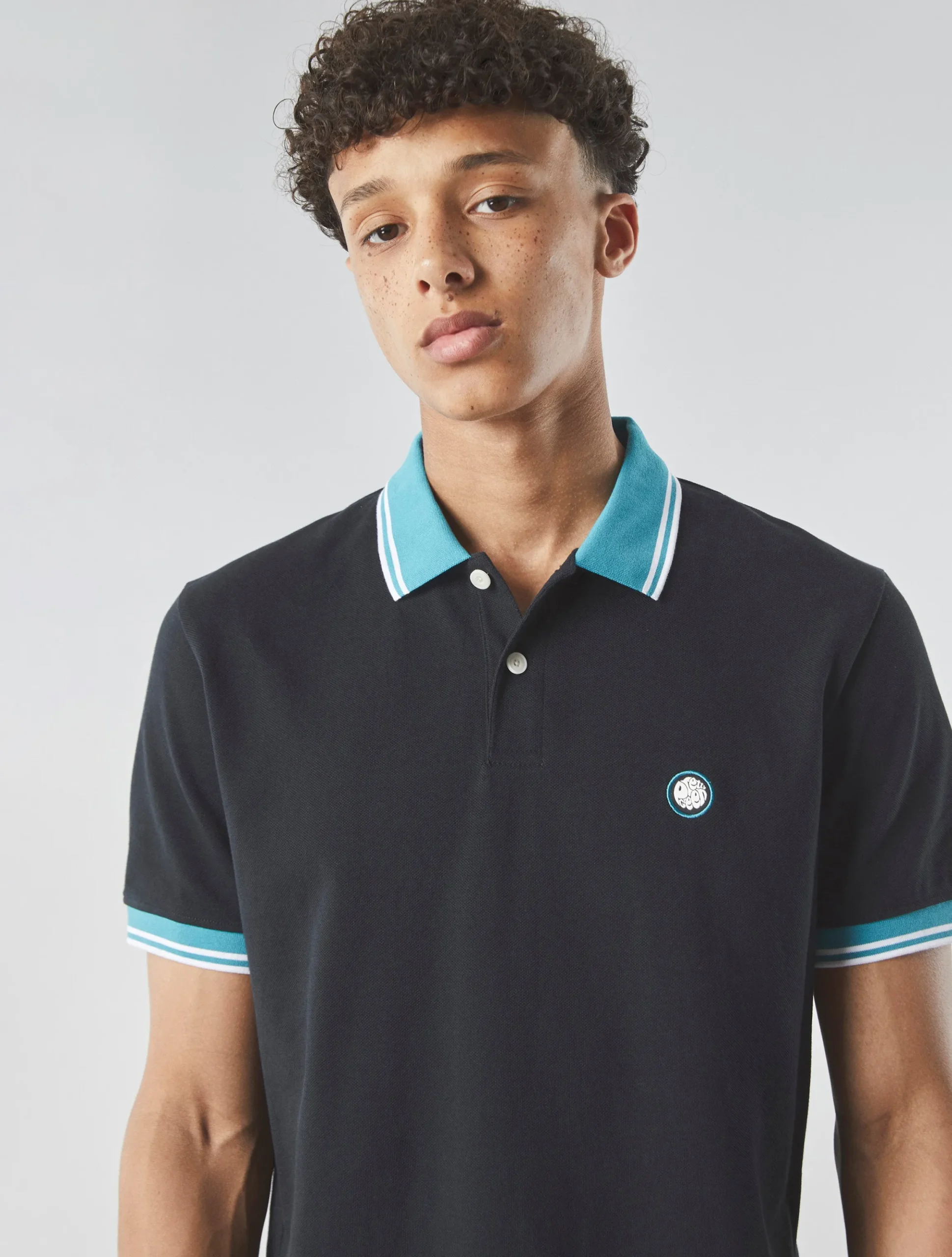 Pretty Green Tilby Contrast Collar Polo Black Flash Sale