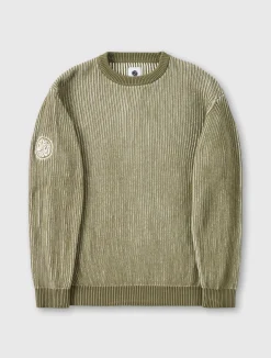 Pretty Green Travis Colourblock Jumper Khaki Fashion