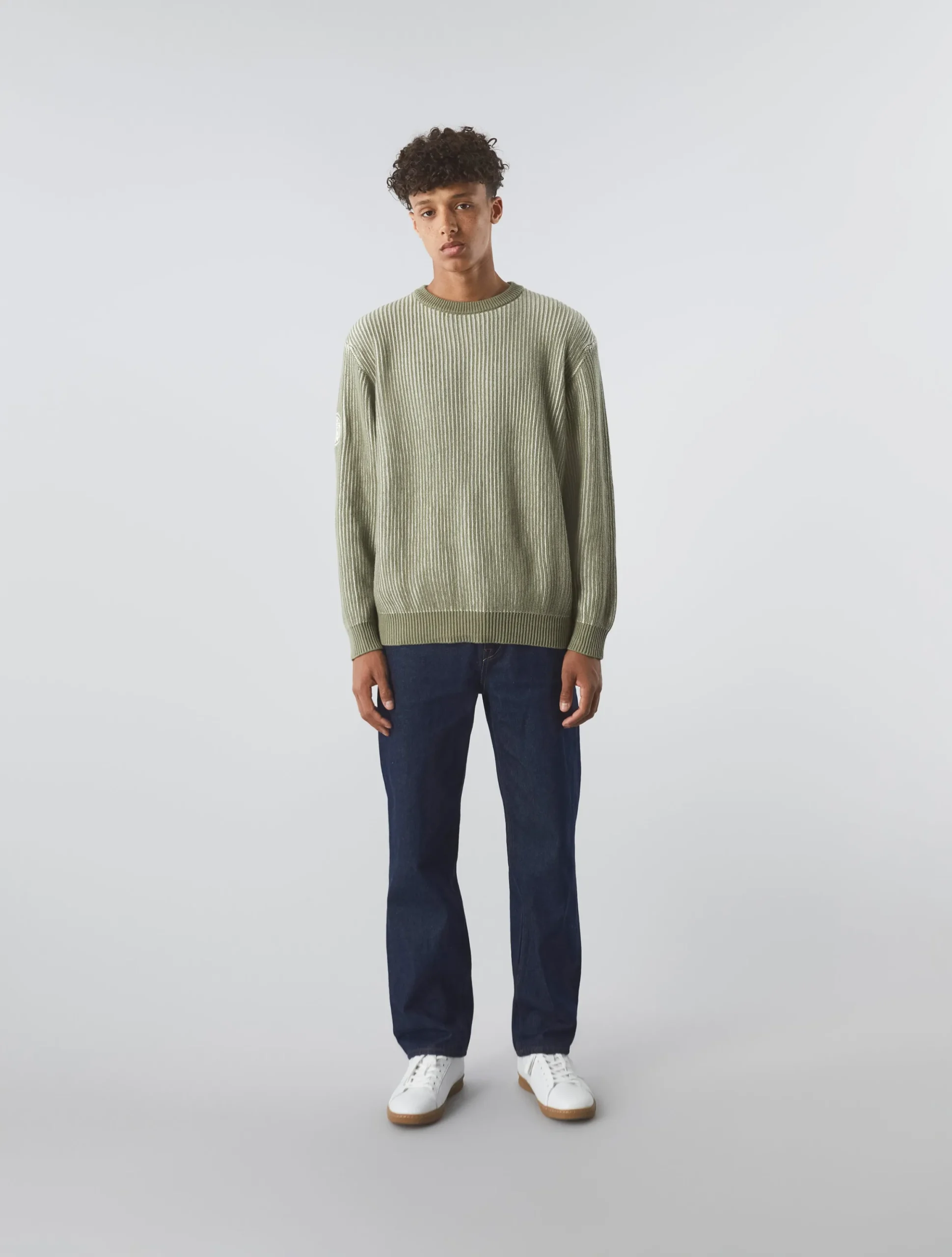 Pretty Green Travis Colourblock Jumper Khaki Fashion