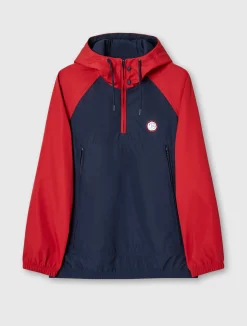 Pretty Green Travis Colourblock Overhead Jacket Navy New