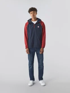 Pretty Green Travis Colourblock Overhead Jacket Navy New