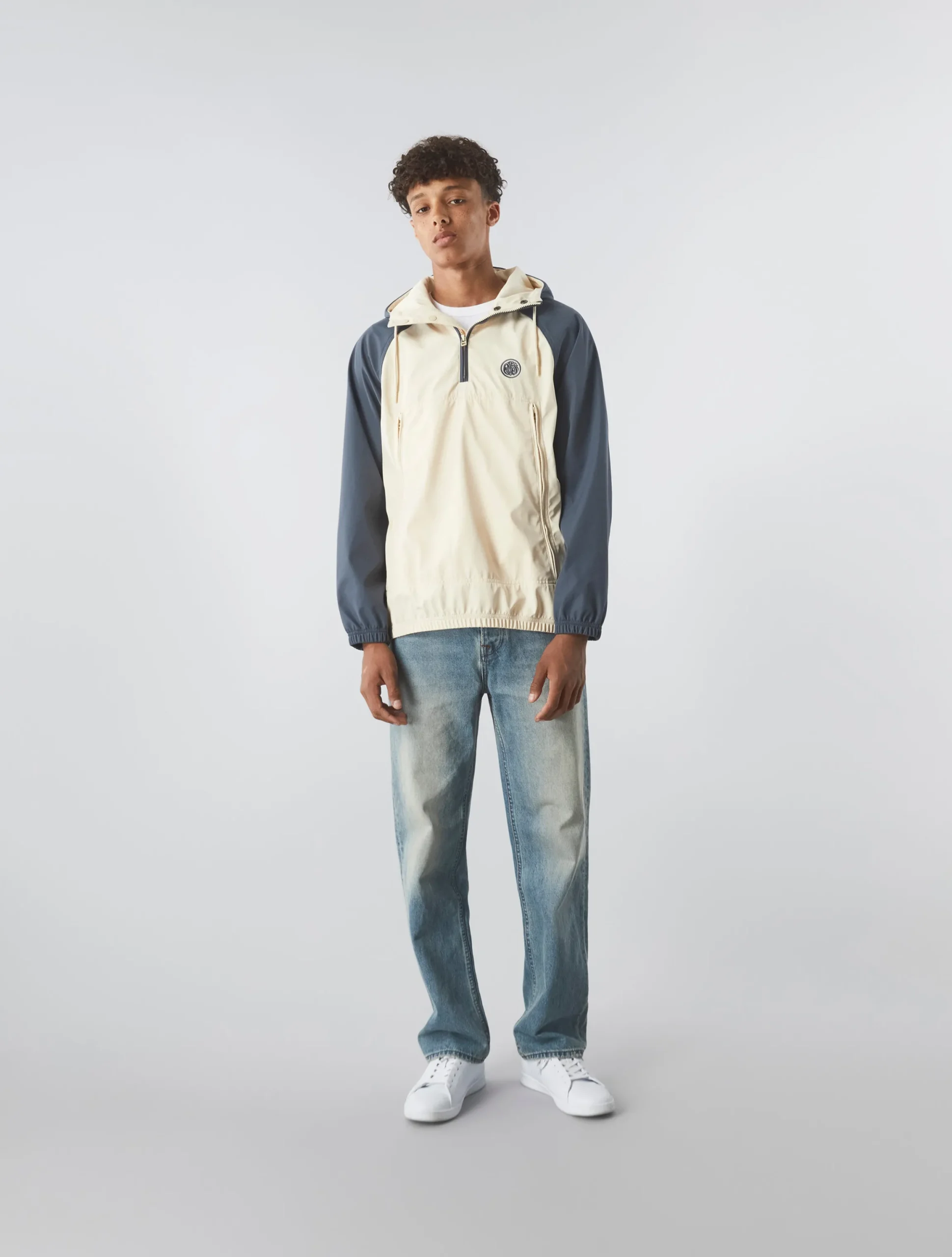 Pretty Green Travis Colourblock Overhead Jacket Stone Cheap