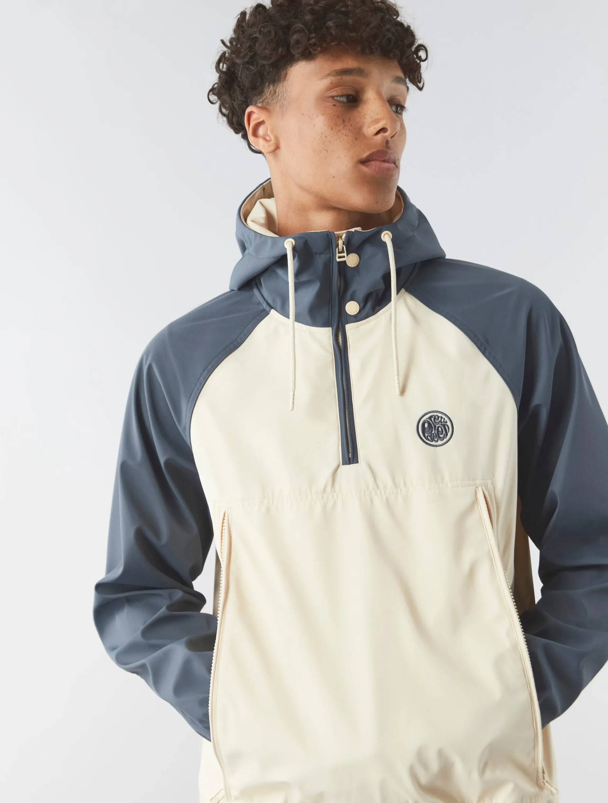 Pretty Green Travis Colourblock Overhead Jacket Stone Cheap