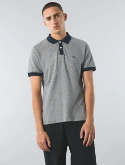 Pretty Green Travis Jacquard Polo Navy Hot