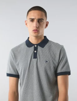 Pretty Green Travis Jacquard Polo Navy Hot