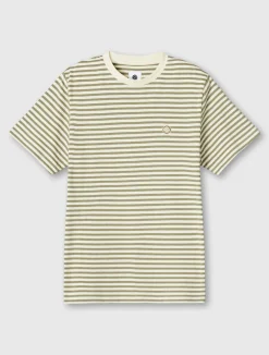 Pretty Green Travis Stripe T-shirt Khaki Shop