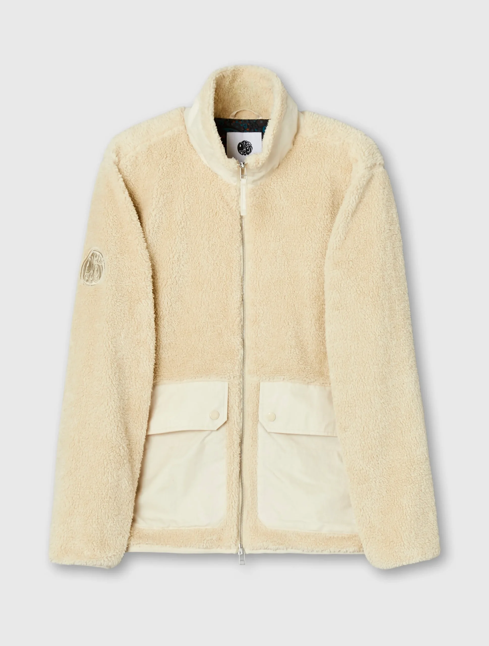 Pretty Green Wonderwall Borg Jacket Stone Best Sale