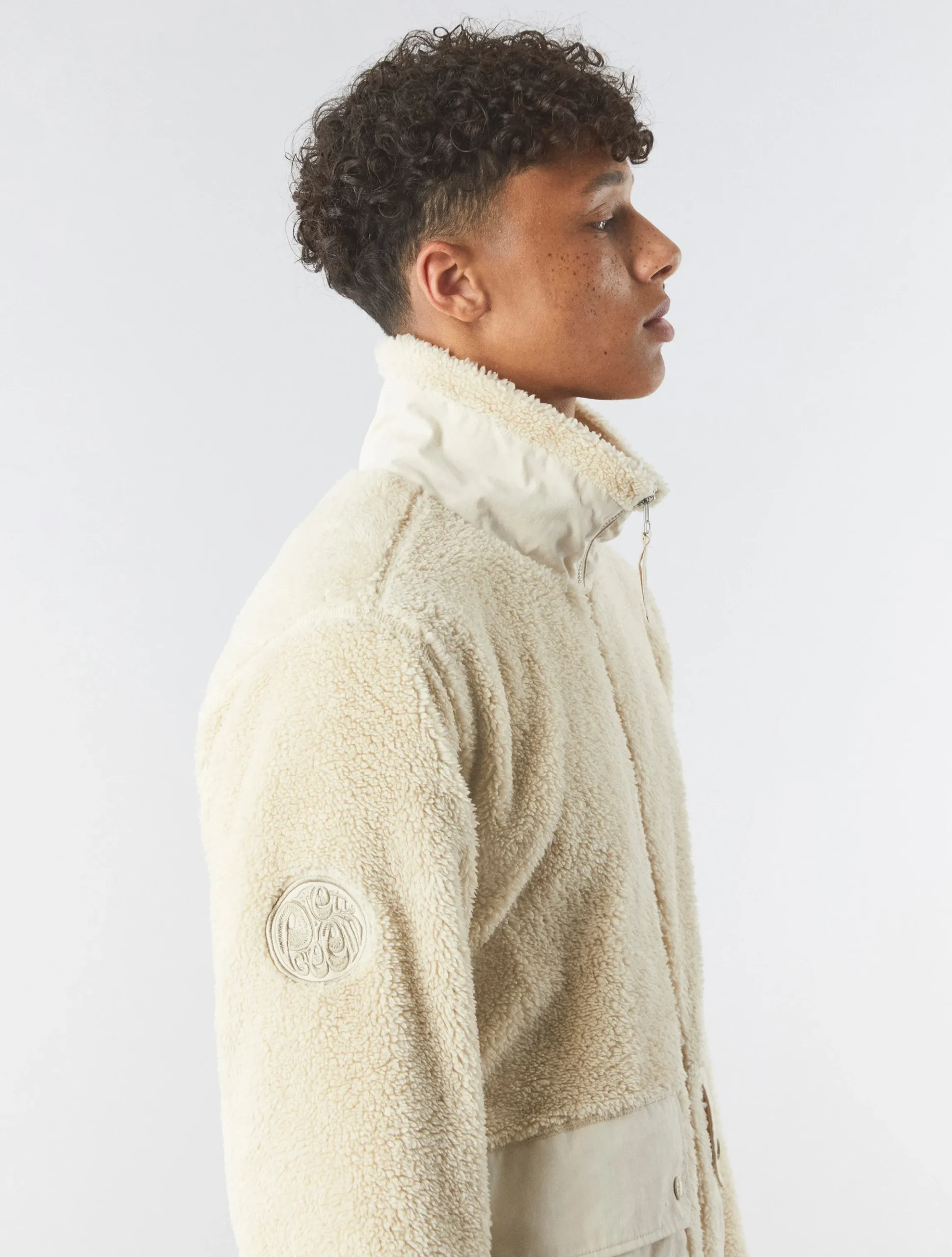Pretty Green Wonderwall Borg Jacket Stone Best Sale