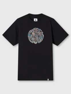 Pretty Green Wonderwall Paisley Logo T-shirt Black Store