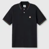 Pretty Green Wonderwall Paisley Placket Polo Black Store
