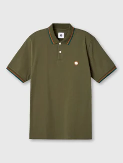 Pretty Green Wonderwall Paisley Placket Polo Khaki Best Sale