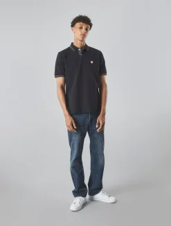 Pretty Green Wonderwall Paisley Placket Polo Black Store