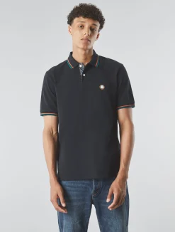 Pretty Green Wonderwall Paisley Placket Polo Black Store