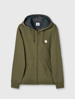 Pretty Green Wonderwall Zip Up Hoody Khaki Hot